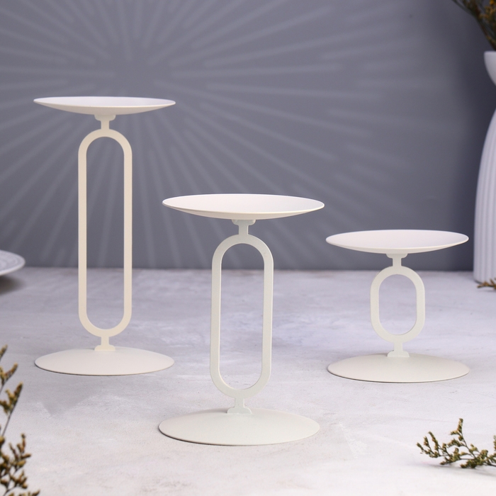 Набор подсвечников 10х20; 10х15; 10х10 см, белый Набор подсвечников 10х20; 10х15; 10х10 см, белый