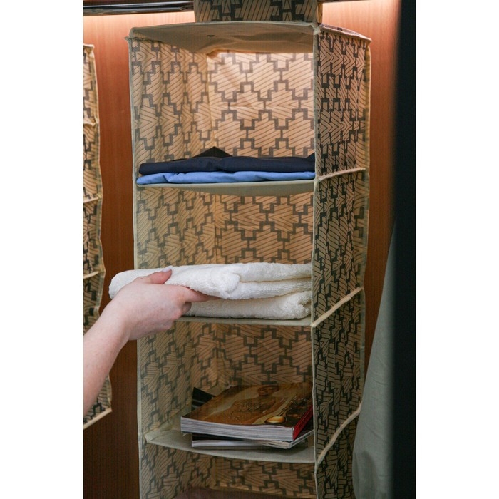 Органайзер подвесной Доляна «Гэтс», 4 отделения, 30×30×80 см, цвет бежевый Органайзер подвесной Доляна «Гэтс», 4 отделения, 30×30×80 см, цвет бежевый