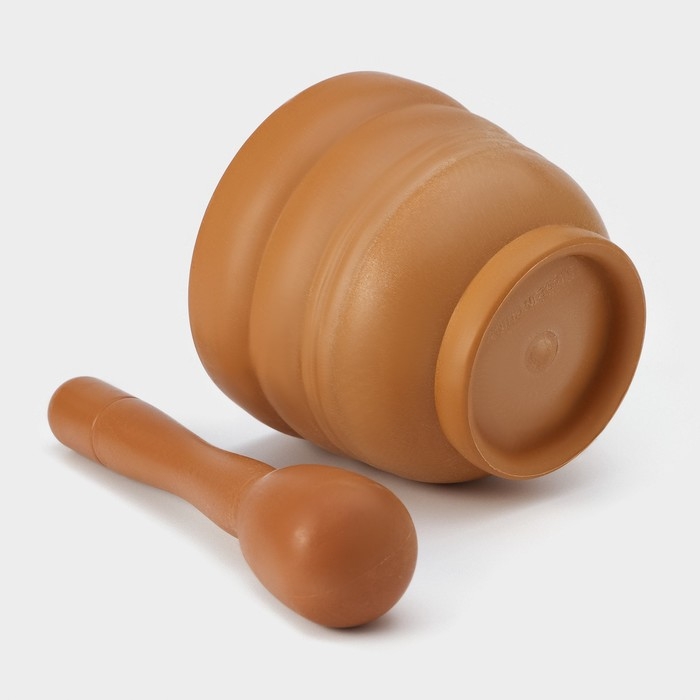 Ступка с пестиком Доляна «Кирпичный камень», 250 мл, 10,5×20 см, цвет коричневый Ступка с пестиком Доляна «Кирпичный камень», 250 мл, 10,5×20 см, цвет коричневый