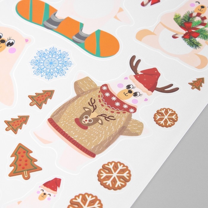 Наклейка интерьерная цветная Наклейка интерьерная цветная "Белые мишки" 30х40 см