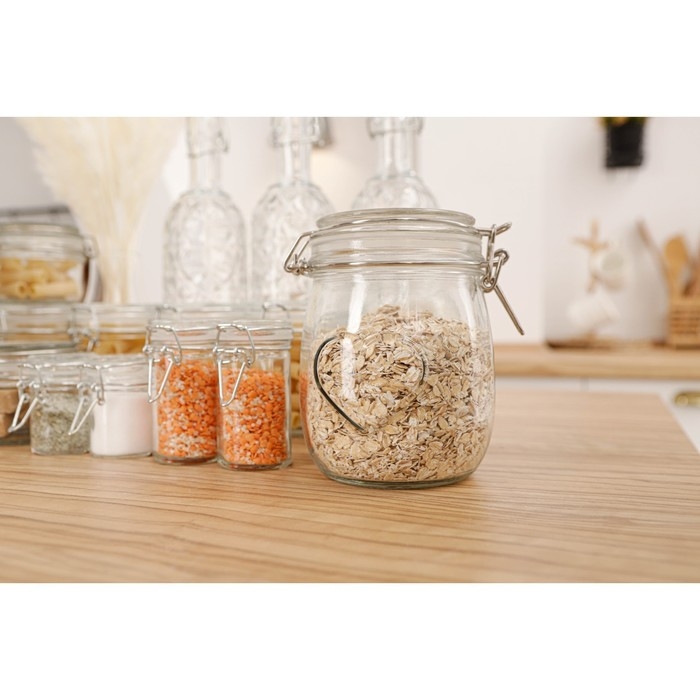 Банка стеклянная для хранения сыпучих продуктов Доляна «Сердце», 850 мл, 11×14 см, с бугельным замком