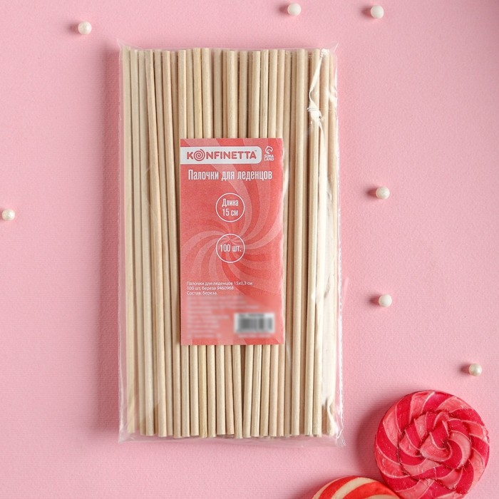 Палочки - дюбели для леденцов, набор 100 шт, 15×0,3 см, берёза Палочки - дюбели для леденцов, набор 100 шт, 15×0,3 см, берёза