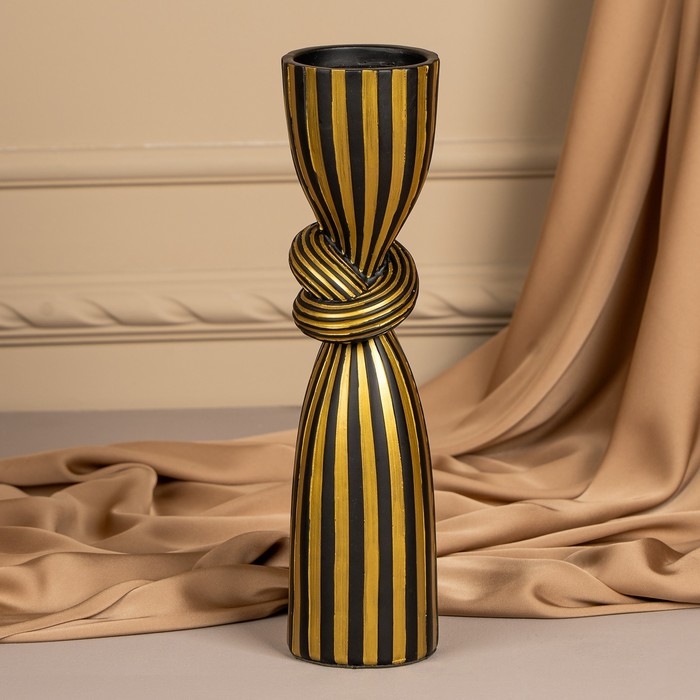 Подсвечник для одной свечи «Узел», цвет черно-золотой 29,5 х 7,5 х 7,5 см