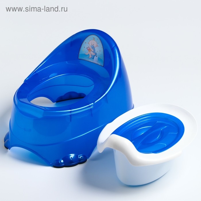 Горшок детский антискользящий «Бэйби-Комфорт» с крышкой, съёмная чаша, цвет голубой, синий Горшок детский антискользящий «Бэйби-Комфорт» с крышкой, съёмная чаша, цвет голубой, синий