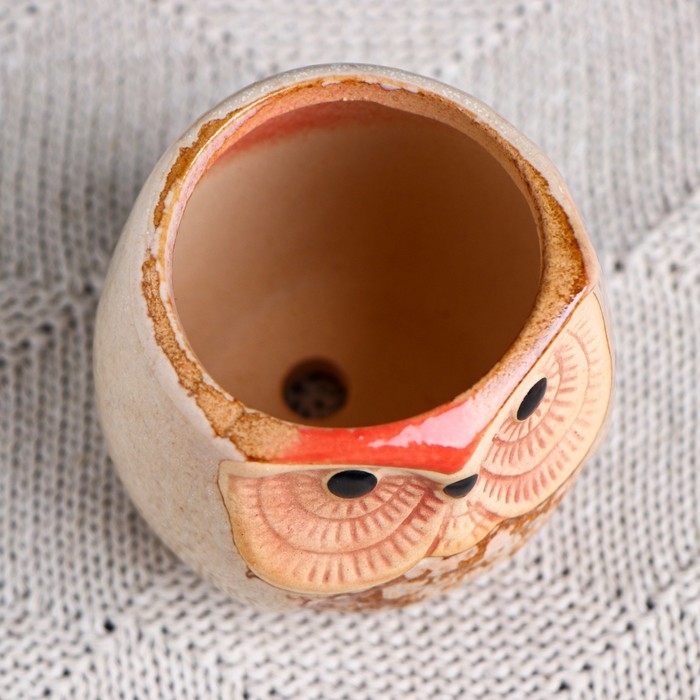 Горшок Горшок "Сова Ухта" 6,5х6,5х6см, коричневый