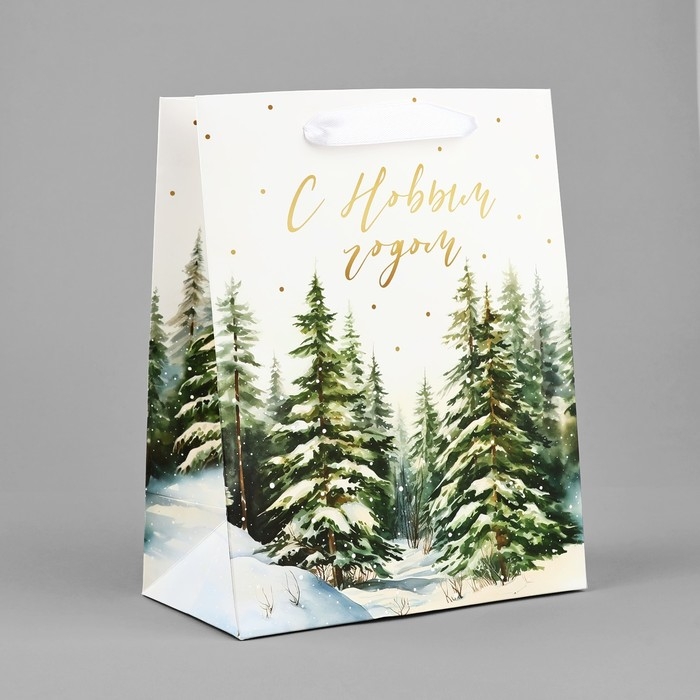 Новый год. Пакет подарочный новогодний ламинированный «Зимний лес», MS 18 х 23 х 10 см, Новый год Новый год. Пакет подарочный новогодний ламинированный «Зимний лес», MS 18 х 23 х 10 см, Новый год