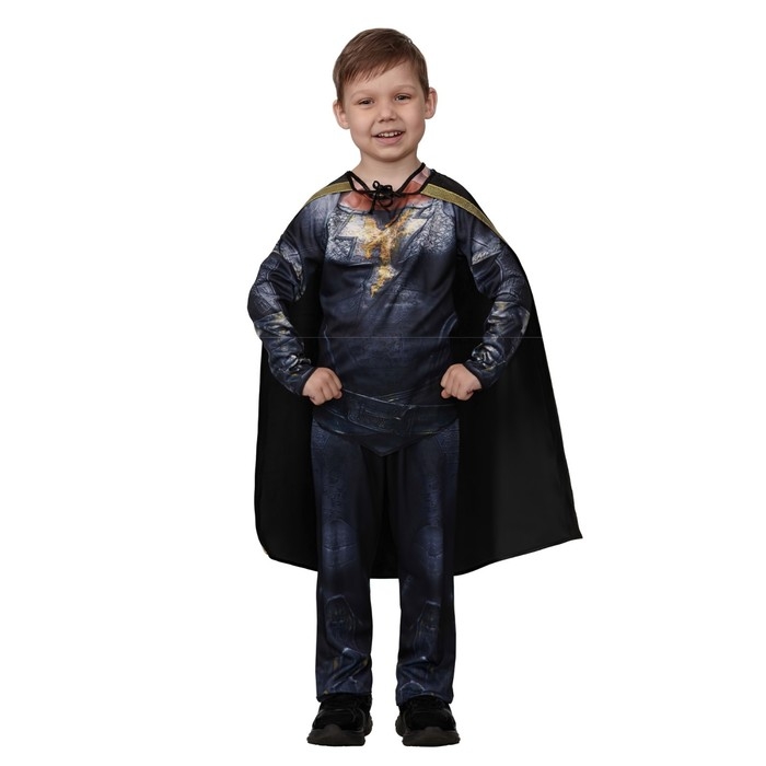 Карнавальный костюм супергерой «Чёрный Адам», без мускулов, р. 34, рост 134 см Карнавальный костюм супергерой «Чёрный Адам», без мускулов, р. 34, рост 134 см