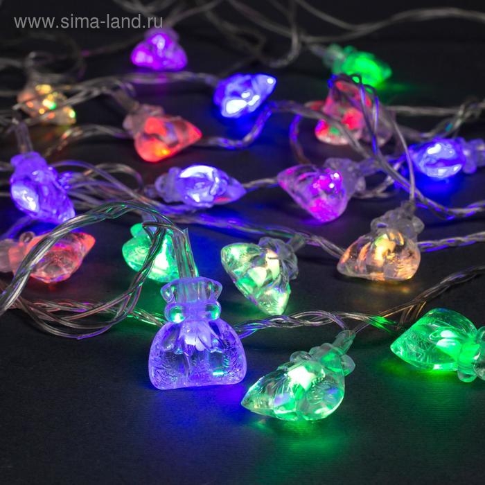 Гирлянда «Нить» 5 м с насадками «Подарки», IP20, прозрачная нить, 20 LED, свечение мульти (RG/RB), мигание, 220 В Гирлянда «Нить» 5 м с насадками «Подарки», IP20, прозрачная нить, 20 LED, свечение мульти (RG/RB), мигание, 220 В