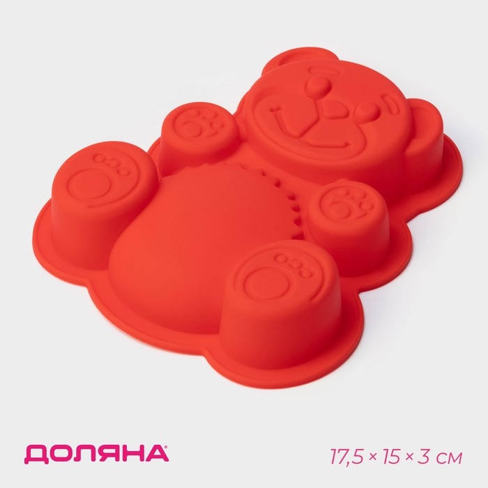 Форма для выпечки Доляна «Мишка», силикон, 17,5×15×3 см, цвет МИКС Форма для выпечки Доляна «Мишка», силикон, 17,5×15×3 см, цвет МИКС