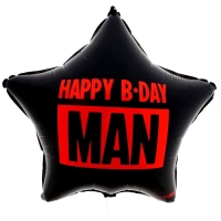 Воздушный шар фольгированный 18" «Happy B-day man» звезда