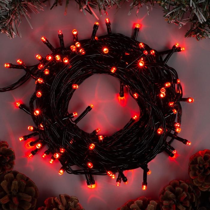 Гирлянда «Нить» 10 м, IP20, тёмная нить, 100 LED, свечение красное, 8 режимов, 220 В Гирлянда «Нить» 10 м, IP20, тёмная нить, 100 LED, свечение красное, 8 режимов, 220 В
