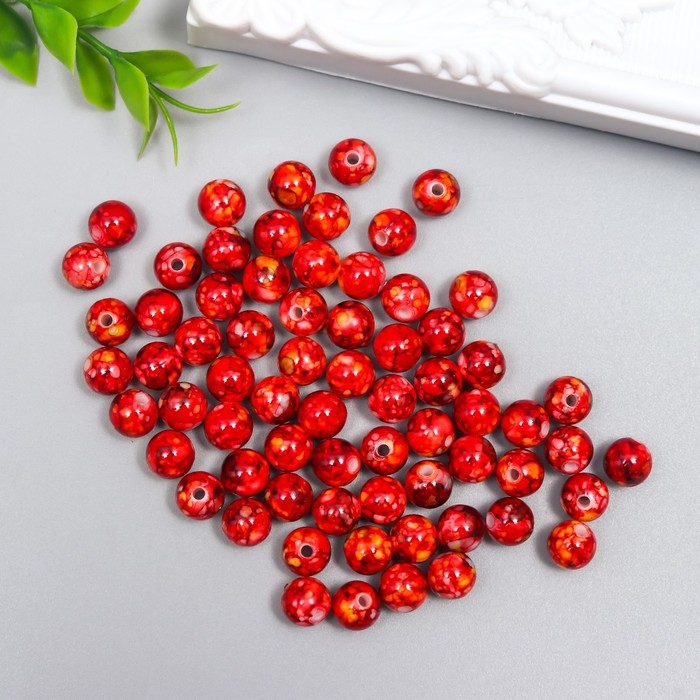 Бусины для творчества пластик Бусины для творчества пластик "Мраморные. Терракот" d=0,8 см набор 20 гр