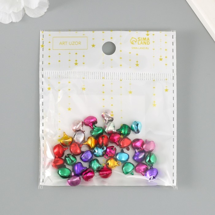 Набор декора для творчества металл Набор декора для творчества металл "Колокольчики цветные" вес 5 гр, d-0,7 см, 12х10 см