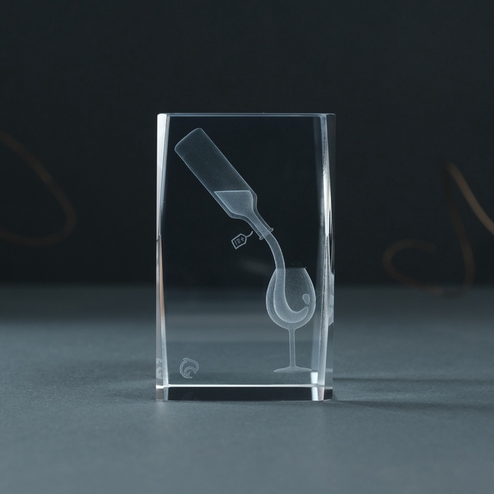 Сувенир стекло прямоугольник Сувенир стекло прямоугольник "Бокал и вино" 5х5х8 см