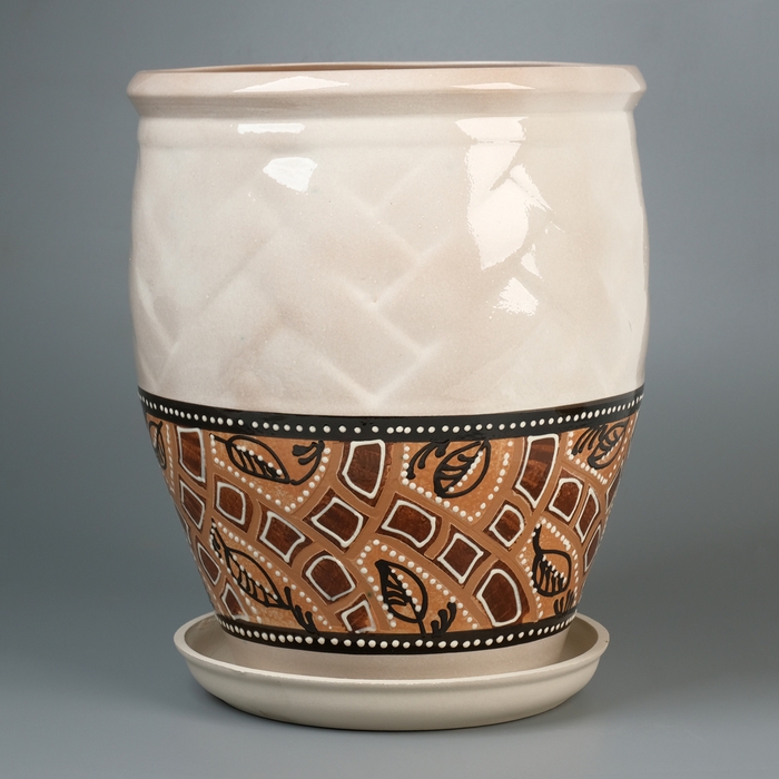 Горшок цветочный Горшок цветочный "Фикус 2" Мозаика белый микс 12л