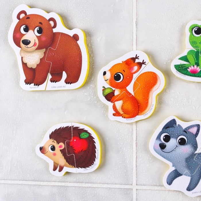 Мягкий пазл для малышей «Лесные зверята», 5 пазлов, Крошка Я Мягкий пазл для малышей «Лесные зверята», 5 пазлов, Крошка Я