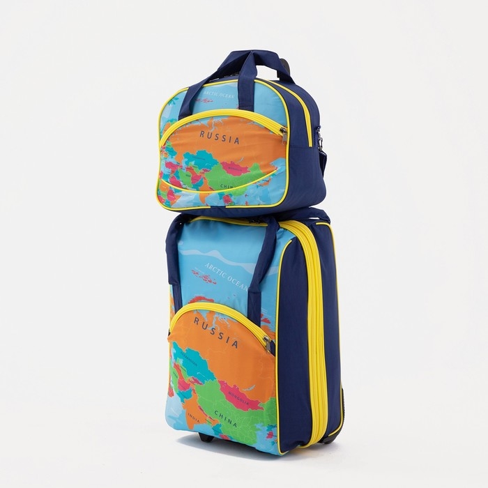 Чемодан малый 37 л (S), с расширением, сумка дорожная на молнии, цвет синий/оранжевый Чемодан малый 37 л (S), с расширением, сумка дорожная на молнии, цвет синий/оранжевый