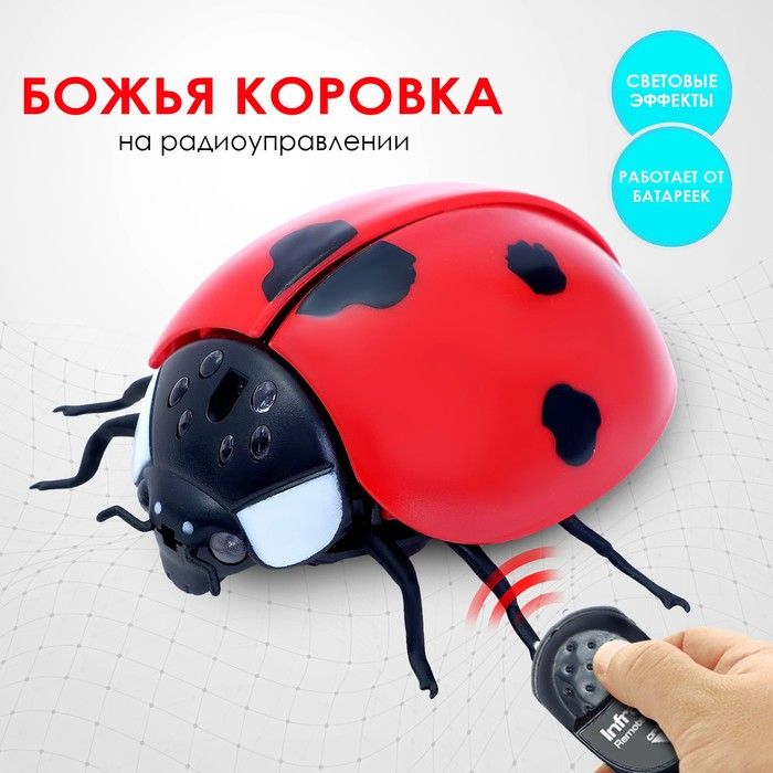 Животное радиоуправляемое «Божья коровка», работает от батареек, световые эффекты Животное радиоуправляемое «Божья коровка», работает от батареек, световые эффекты