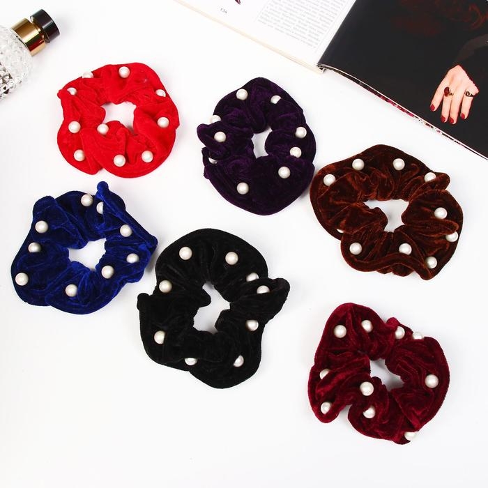 Резинка для волос Резинка для волос "Орбита" бархат жемчужинка, микс