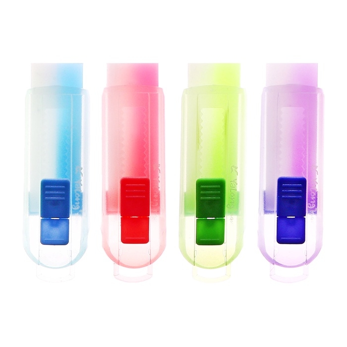 Ластик прямоугольный в цвет корпуса, в пластиковом выдвижном держателе МИКС Ластик прямоугольный в цвет корпуса, в пластиковом выдвижном держателе МИКС