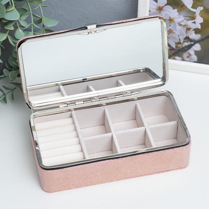 Шкатулка кожзам для украшений  Шкатулка кожзам для украшений "Мелкие квадратики. Розовый" 6х9,8х18,5 см