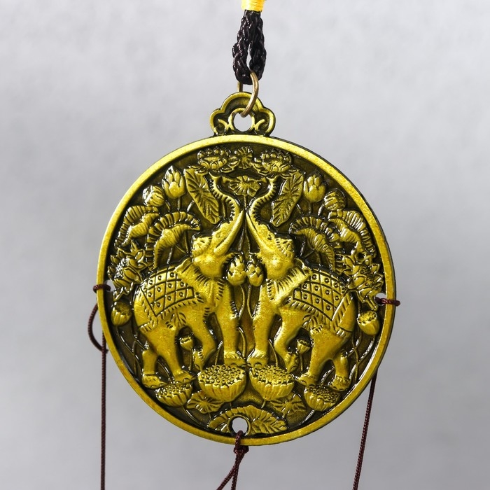 Музыка ветра металл Музыка ветра металл "Слоны на монете" 2 колокольчика 37 см