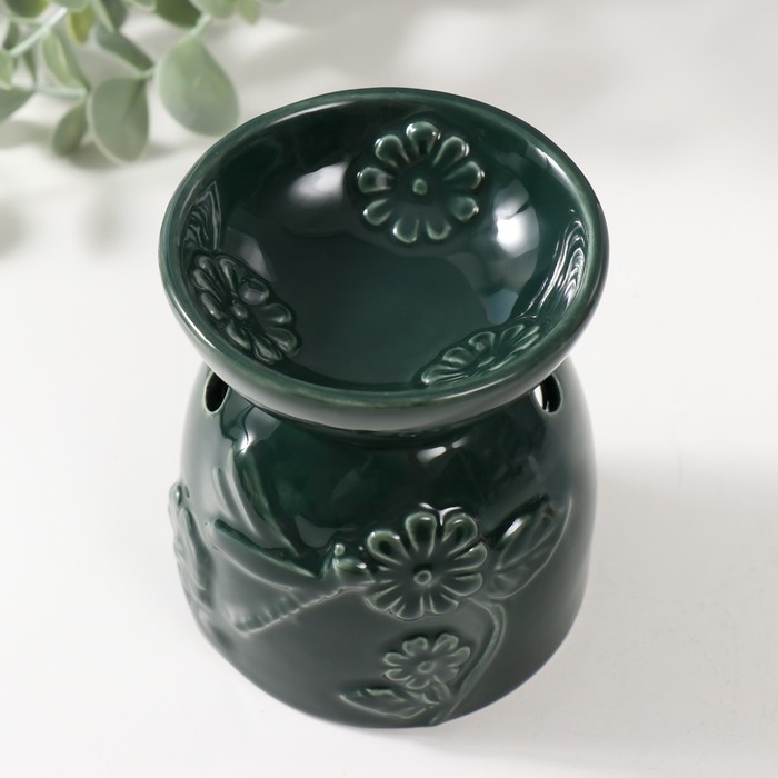 Аромалампа керамика Аромалампа керамика "Стрекоза на цветке"зелёная 7,2х7,2х8,3 см