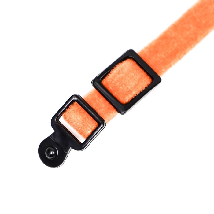 Ошейник кошачий мягкий с бубенчиком, 30 х 1 см, текстиль, оранжевый Ошейник кошачий мягкий с бубенчиком, 30 х 1 см, текстиль, оранжевый