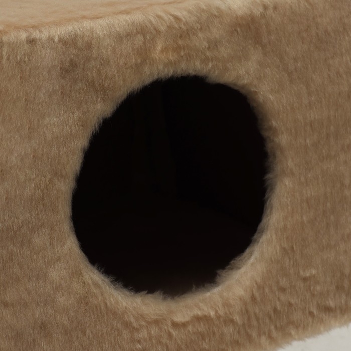 Комплекс для кошек с когтеточкой, с домиком и 2 полками, 37 х 37 х 120 см, бежевый Комплекс для кошек с когтеточкой, с домиком и 2 полками, 37 х 37 х 120 см, бежевый