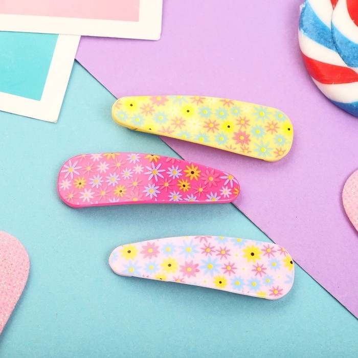 Невидимка для волос  Невидимка для волос "Герти" (набор 6 шт) цветочная полянка, 5,5 см