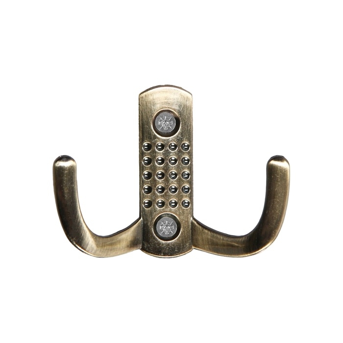 Крючок мебельный ТУНДРА TKD011, двухрожковый, старинная бронза Крючок мебельный ТУНДРА TKD011, двухрожковый, старинная бронза