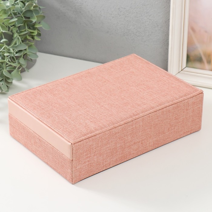 Шкатулка кожзам для украшений  Шкатулка кожзам для украшений "Розовая" комбинированная 26,7х18,5х7,5 см