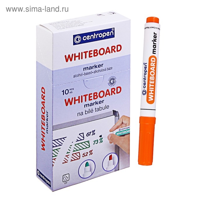 Маркер для доски 5.0 мм Centropen 8559, линия 2,5 мм, цвет оранжевый Маркер для доски 5.0 мм Centropen 8559, линия 2,5 мм, цвет оранжевый