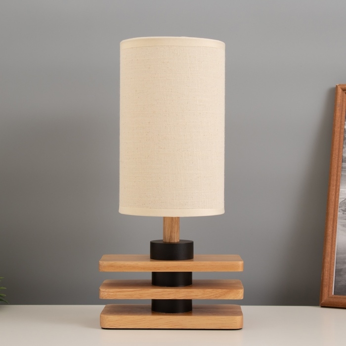 Лампа настольная Лампа настольная "Картер" 1х40Вт Е27 светлое дерево 12х25х33,5см