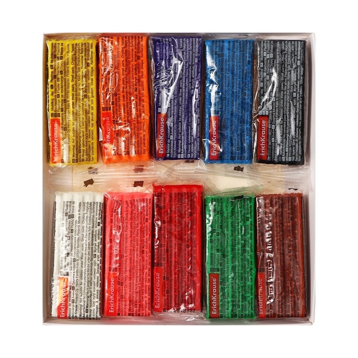 Пластилин 10 цветов, 180 г, ErichKrause Пластилин 10 цветов, 180 г, ErichKrause "Kids Space Animals", со стеком, в картонной упаковке