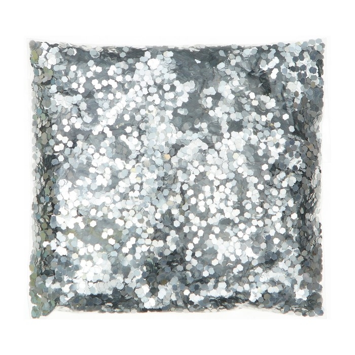 Наполнитель для шара «Конфетти-шестиугольник», 4 мм, цвет серебряный, 100 г Наполнитель для шара «Конфетти-шестиугольник», 4 мм, цвет серебряный, 100 г