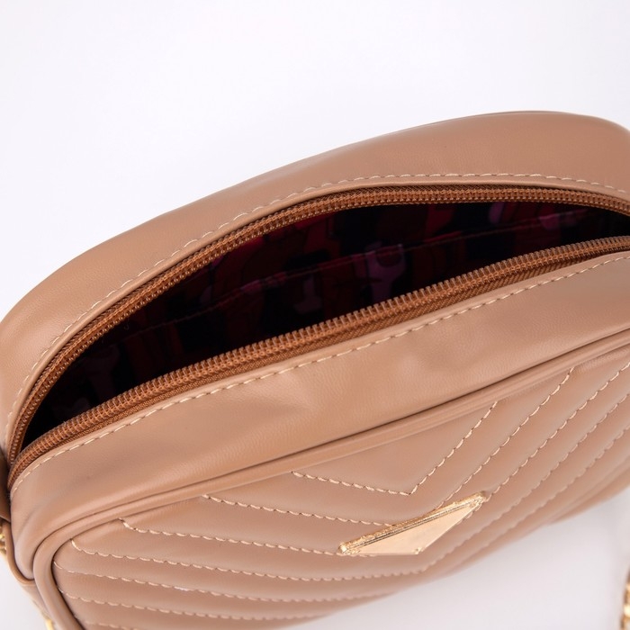 Сумка со строчкой и цветной подкладкой, цвет бежевый Сумка со строчкой и цветной подкладкой, цвет бежевый