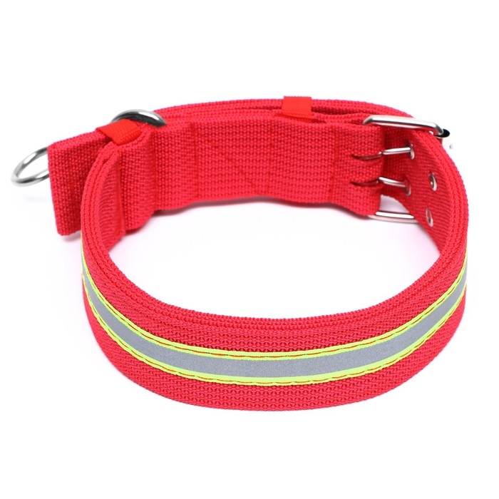 Ошейник четырехслойный светоотражающий с вертлюгом, 71 х 5 см, ОШ 55-65 см, красный Ошейник четырехслойный светоотражающий с вертлюгом, 71 х 5 см, ОШ 55-65 см, красный