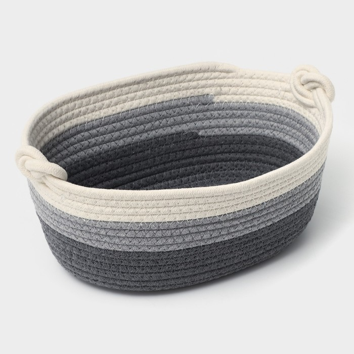 Корзина для хранения плетёная ручной работы LaDо́m «Вега», хлопок, 32×21×12 см, цвет серый Корзина для хранения плетёная ручной работы LaDо́m «Вега», хлопок, 32×21×12 см, цвет серый