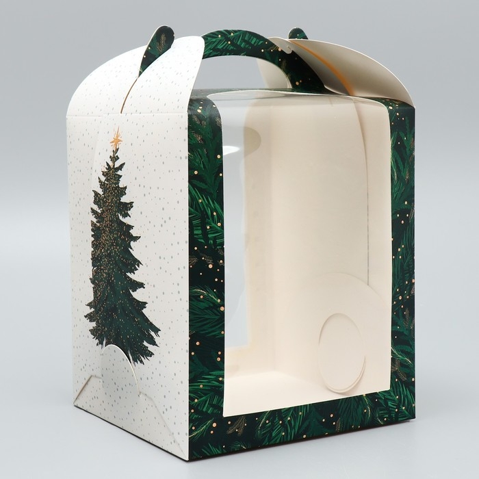 Складная коробка под маленький торт «Ёлочка», 15 х 15 х 18 см, Новый год Складная коробка под маленький торт «Ёлочка», 15 х 15 х 18 см, Новый год