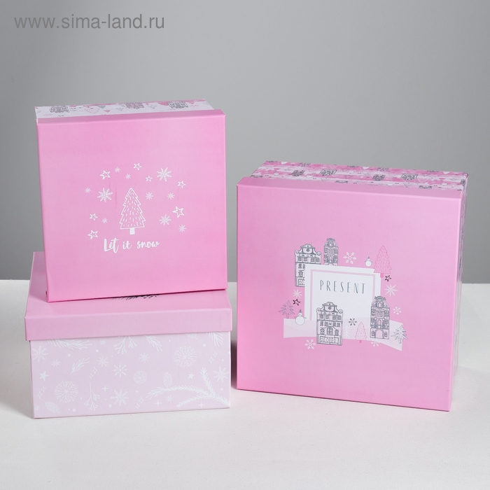 Набор подарочных коробок 3 в 1 «Тренд», 18 х 18 х 10‒22 х 22 х 12 см, Новый год
