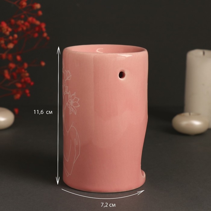 Аромалампа керамика Аромалампа керамика "К себе только с любовью" нежно-розовая 7,2х7,2х11,6 см