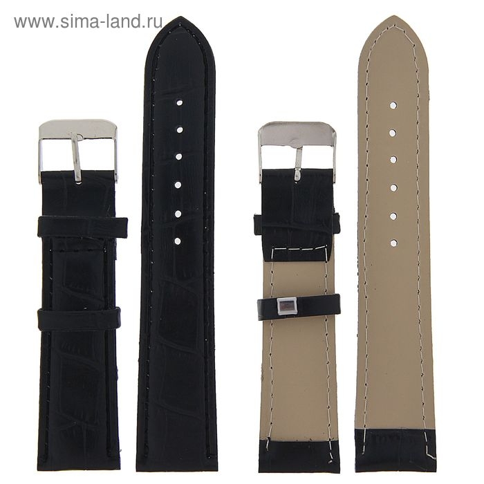 Ремешок для часов Ремешок для часов "Соломон", 20 мм, экокожа, l-19 см, черный