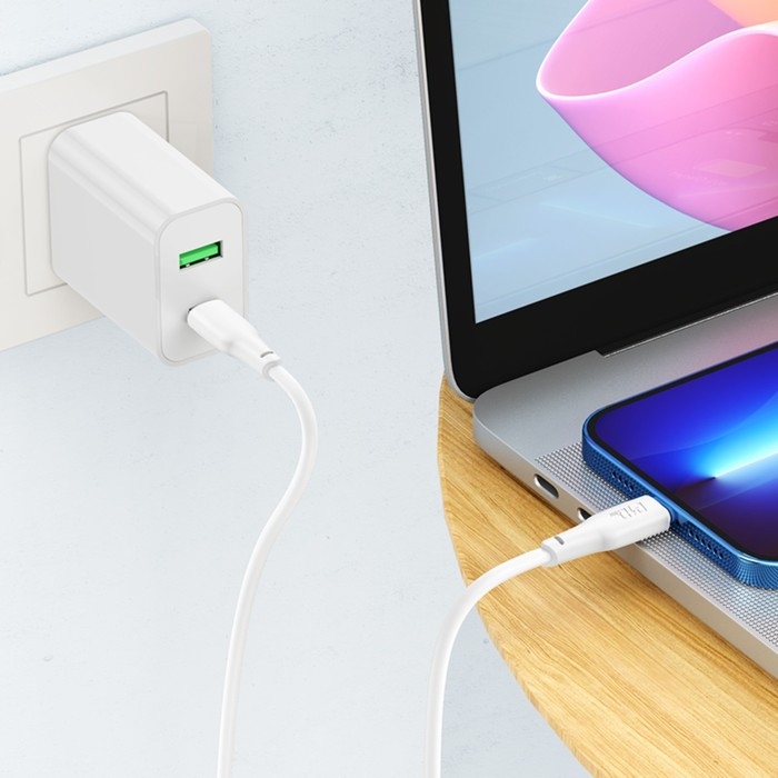 Кабель Hoco X93, Type-C - Lightning, 1 м, быстрая зарядка, передача данных, TPE, белый Кабель Hoco X93, Type-C - Lightning, 1 м, быстрая зарядка, передача данных, TPE, белый