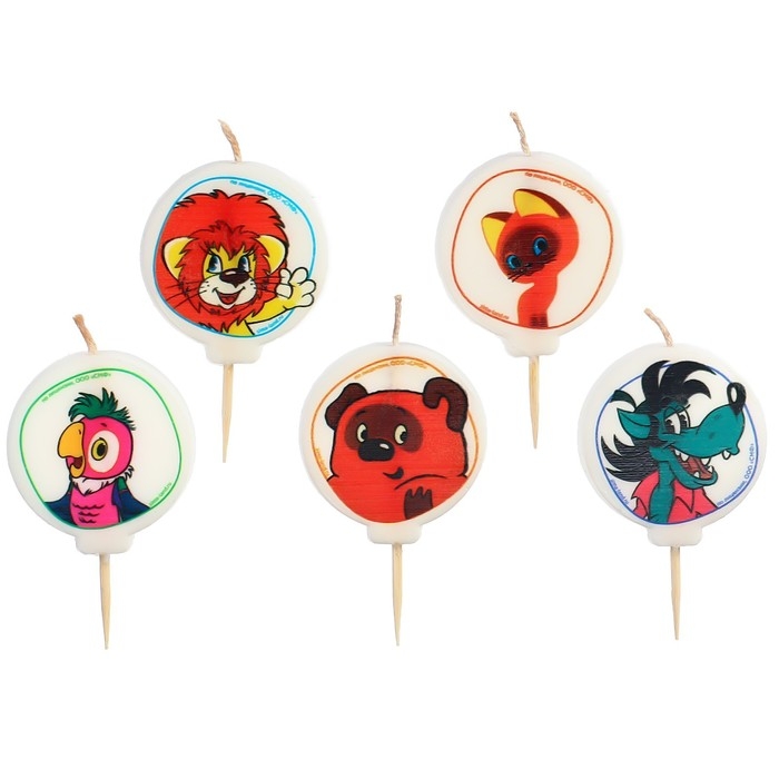 Свеча для торта Свеча для торта "С Днем Рождения!", 5 штук, Союзмультфильм