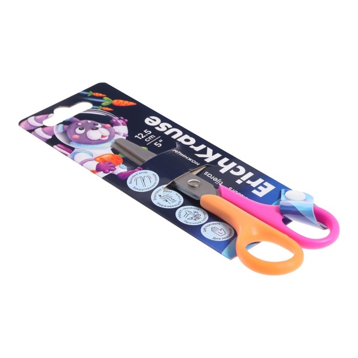 Ножницы 12.5 см ErichKrause FunCut Space Animals для левшей, блистер, микс Ножницы 12.5 см ErichKrause FunCut Space Animals для левшей, блистер, микс