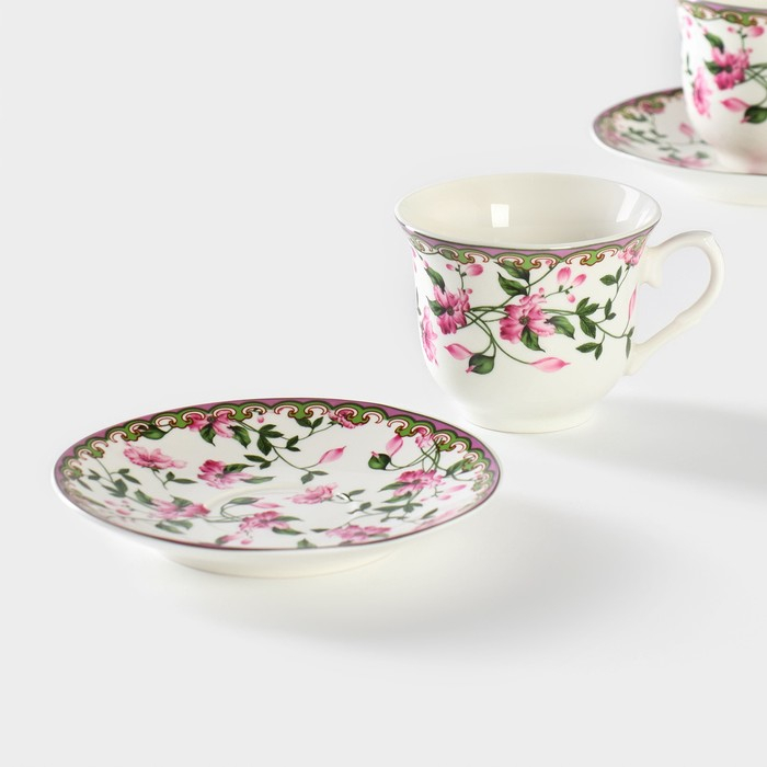 Сервиз фарфоровый чайный Доляна «Бланко», 4 предмета: 2 чашки 220 мл, 2 блюдца d=14,2 см, цвет белый Сервиз фарфоровый чайный Доляна «Бланко», 4 предмета: 2 чашки 220 мл, 2 блюдца d=14,2 см, цвет белый