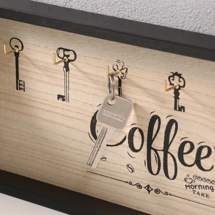 Крючки декоративные дерево  Крючки декоративные дерево "Утро начинается с кофе" 3х36,5х16,4 см