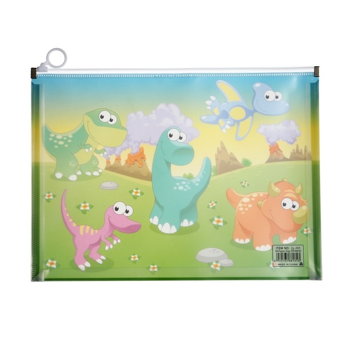 Папка-конверт на молнии формат А4, 180мкр, с рисунком Папка-конверт на молнии формат А4, 180мкр, с рисунком "Драконы", МИКС