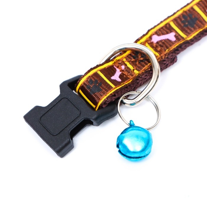 Ошейник двухслойный с фастексом Ошейник двухслойный с фастексом "Косточки и лапки", 30 х 1 см, коричневый